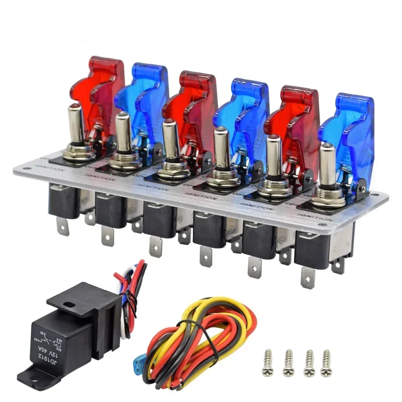 

6-position Switch with Light Aluminum Alloy Panel Car Modification General Headlights Hot Sale