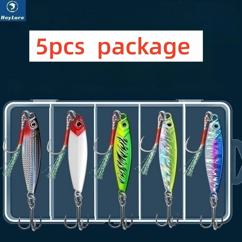 HeyLure 5pcs 7/10/15/20/25g Metal Fishing Lure LongShot Cast Jig