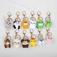 Mini Animal Series Crochet Keychain Cute Animal Doll Keyrings Mini Sheep Cow Knitting Doll Keychain Wholesale Custom Accessories
