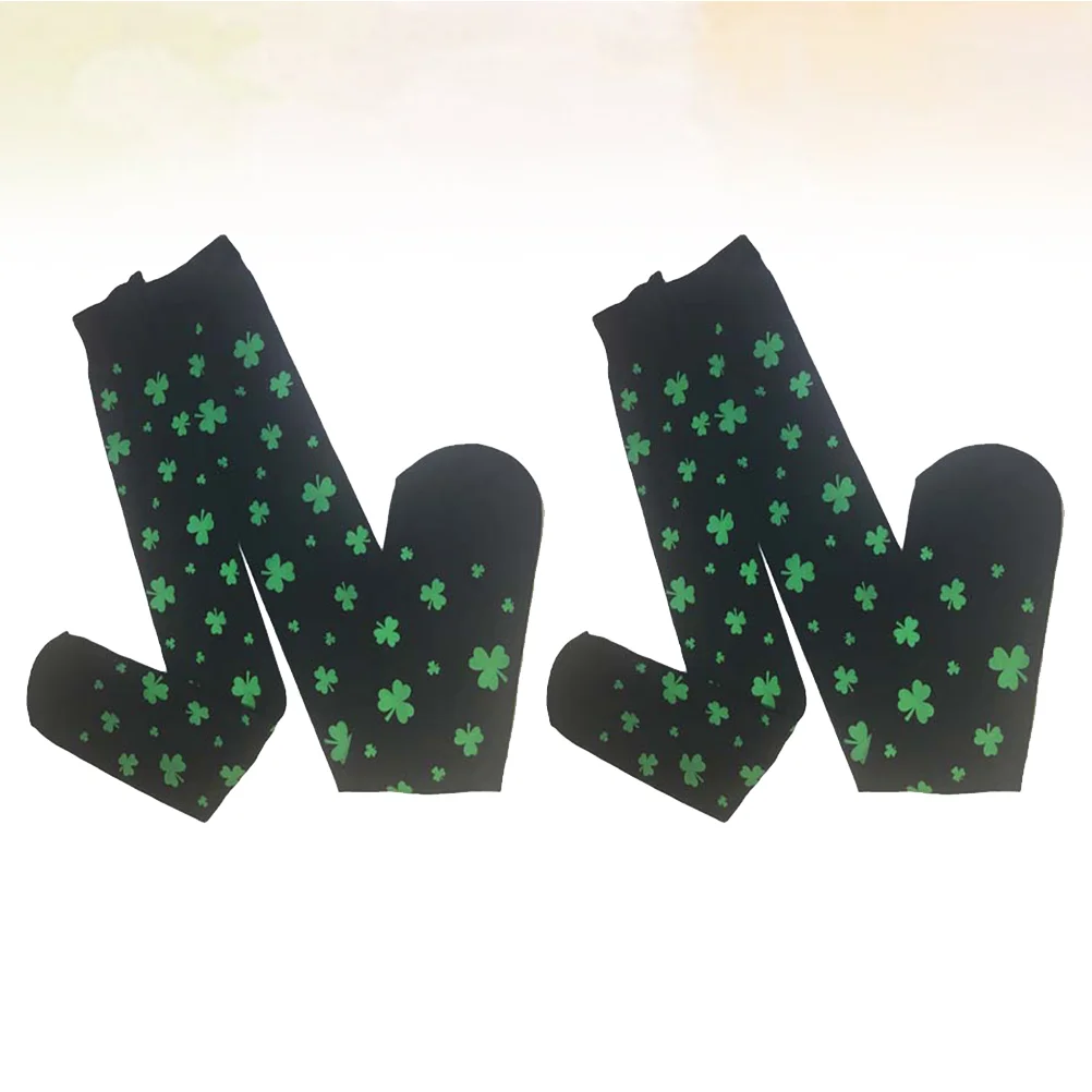 

2 Pairs St Patricks Day Over Knee Socks Shamrock Leg Stockings Socks St Patricks Day Fancy Dress Costume for Girl