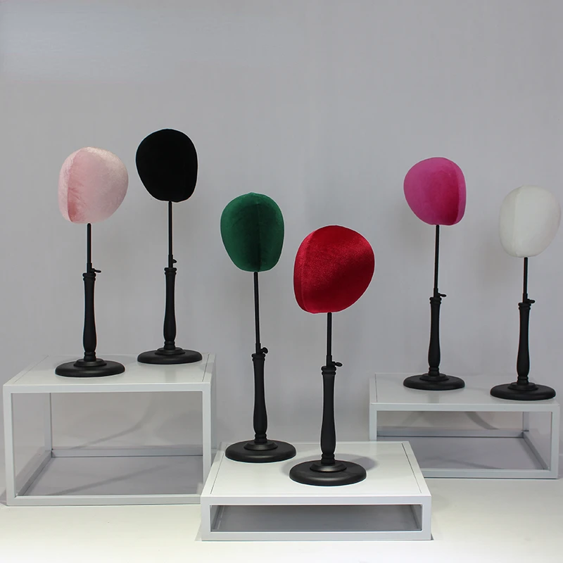 

Fabric Cover Female Mannequin Dummy Head with Wood Stand for Hat Wig Display Manikin Head Model