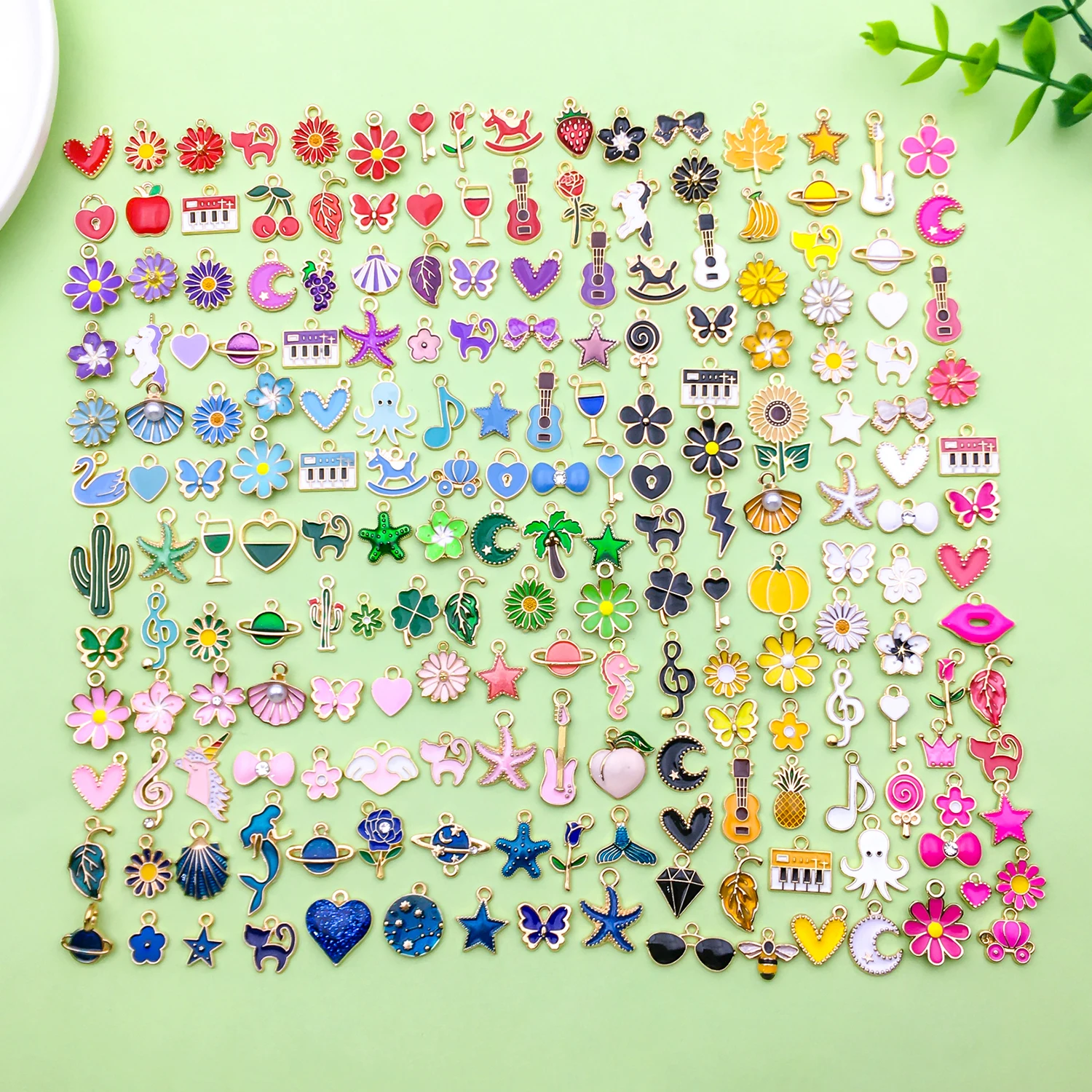 Enamel Charms Alloy Various Styles Pendants 20/200pcs for DIY Bracelets Necklaces Earrings Jewelry Making Accessories