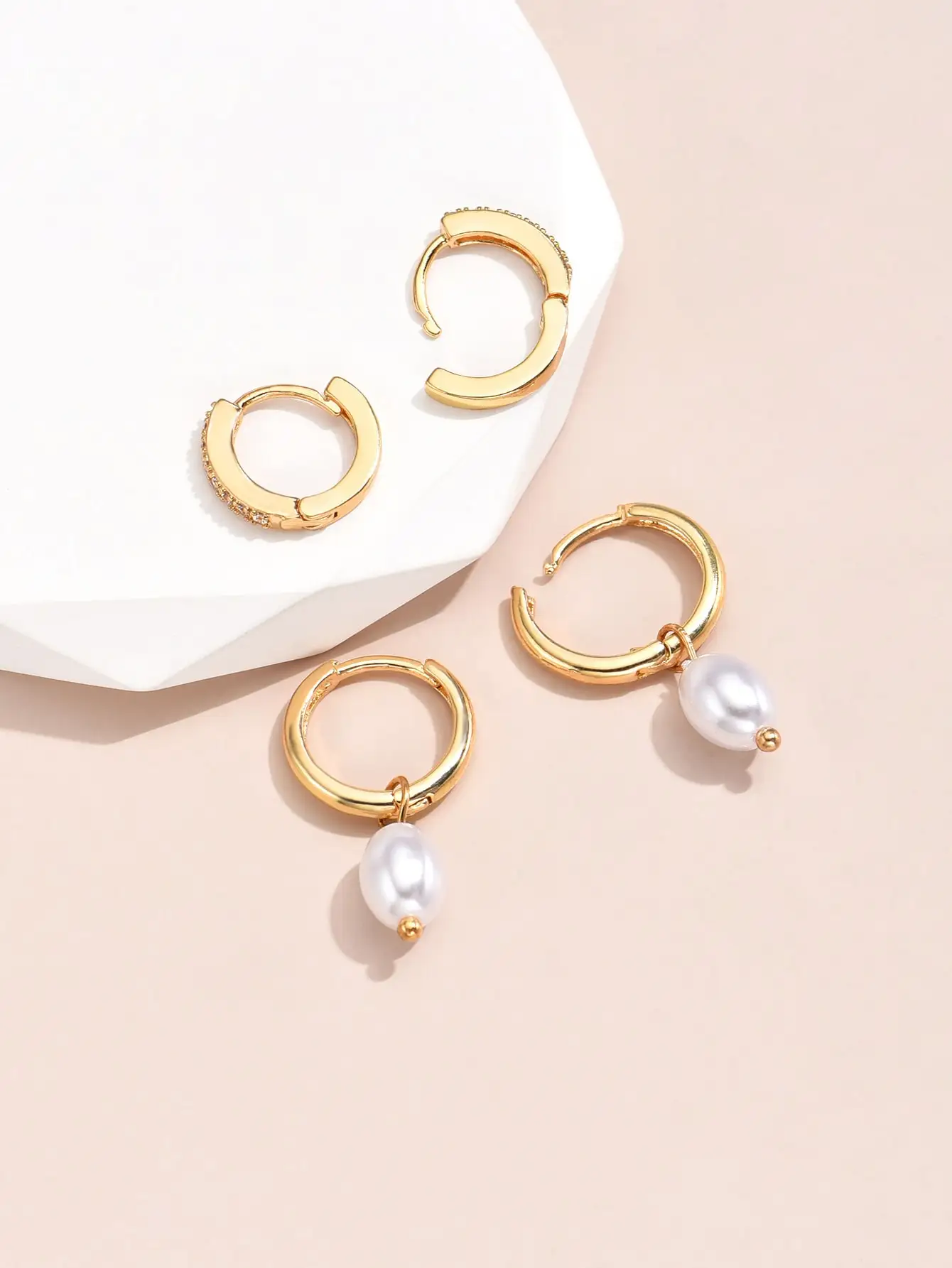 4PCS Pearl Pendant Earrings Set For Women