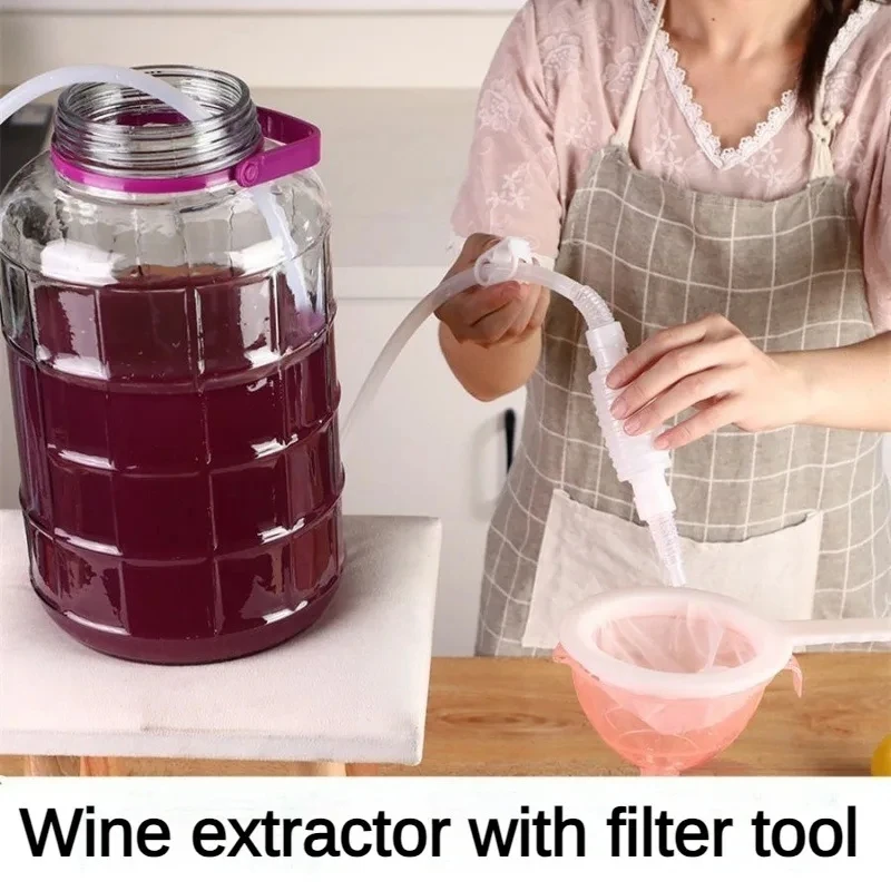 1Pcs Food Grade Wine Extractor Household Semi-automatic PP Wine Extractor Siphon Enzyme Baijiu Filter Equipment
