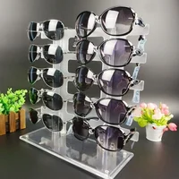 Two Row Sunglasses Rack 10 Pairs Glasses Holder Display Stand Transparent R9JE 1