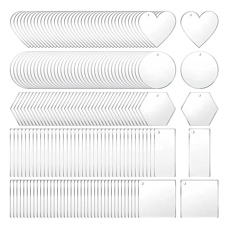 200Pcs Acrylic Keychain Blanks Clear Keychains for Vinyl Acrylic