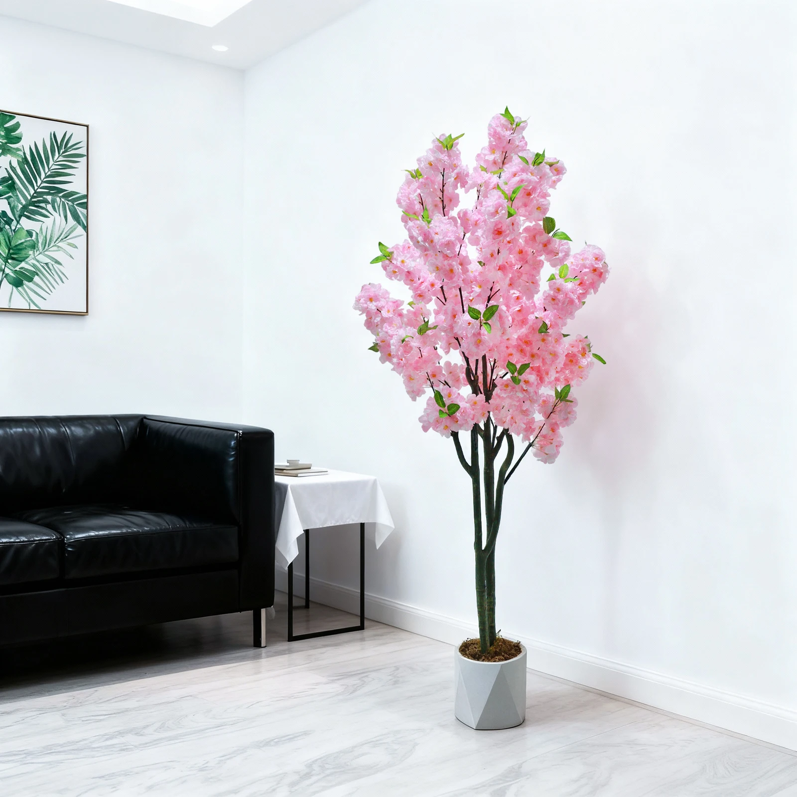 Künstlicher Kirschblütenbaum mit rosa Blumen, 150 cm, realistischer künstlicher Kirschblütenbaum aus Topfseide für Heimdekoration – Detail 17