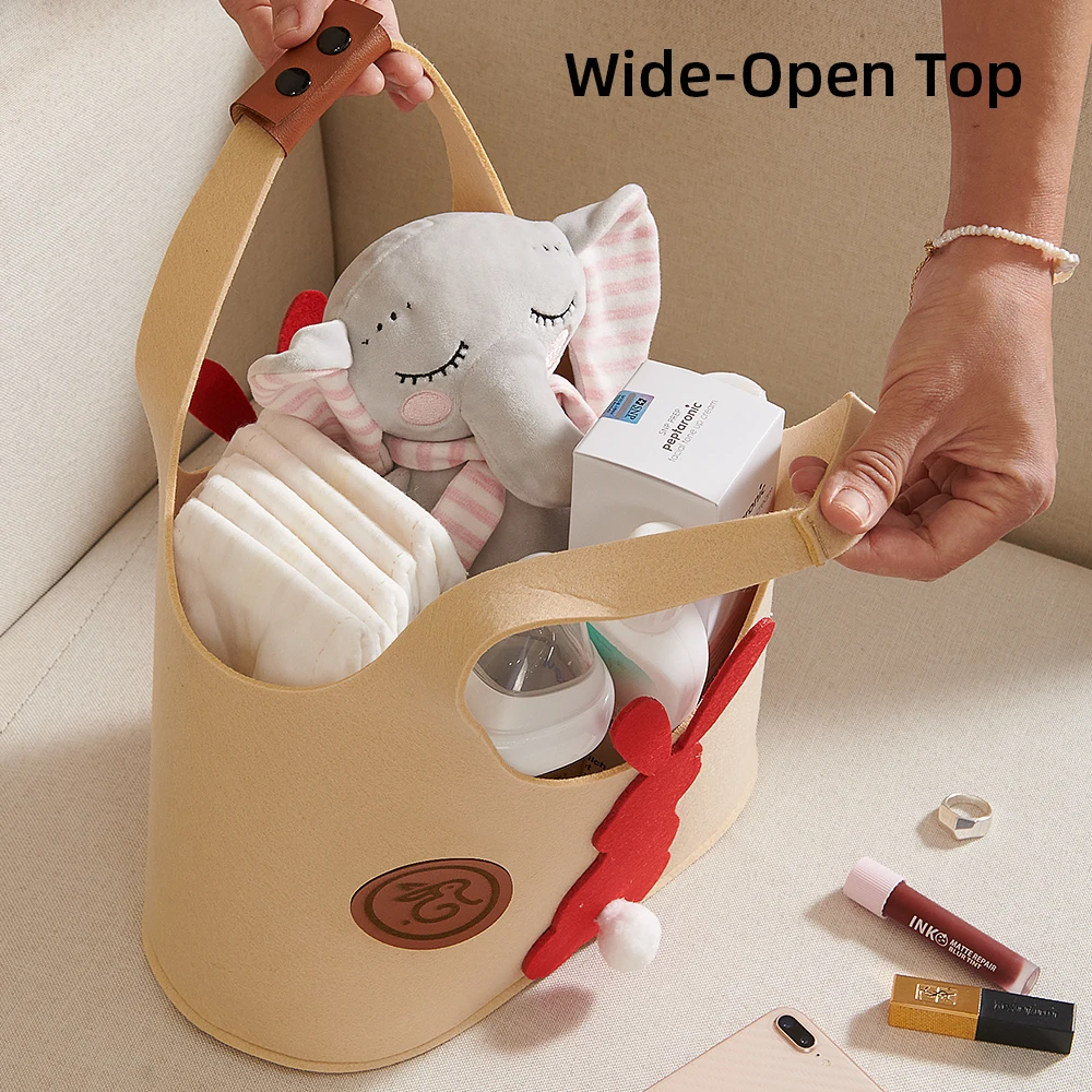 사랑스러운 빨간색 크리스마스 토끼가 포함된 Sunveno 축제 펠트 기저귀 가방 ? 세련되고 실용적인  필수품 정리함