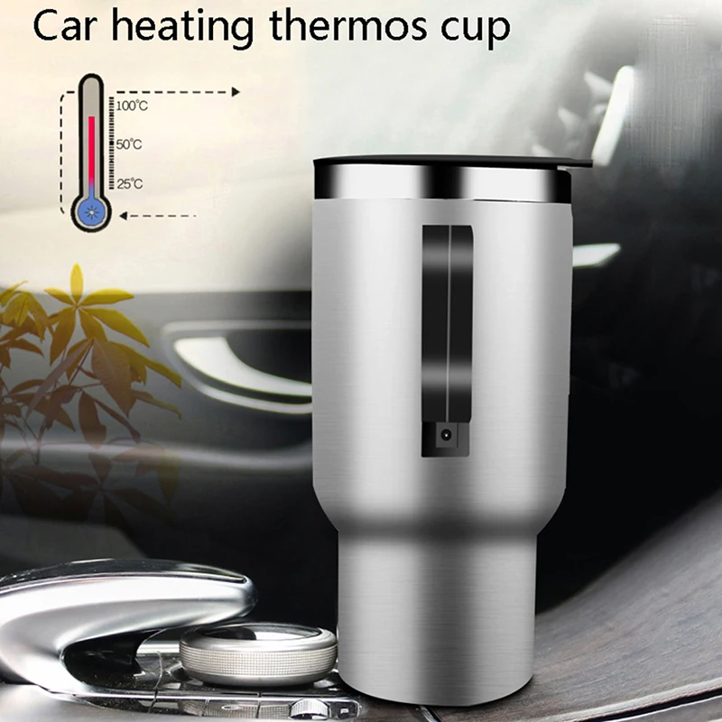 12V 450ml Stainless Steel Vehicle Heating Cup Electric Heating Car Kettle Coffee Heated Mug USB Heating Car Coffee Mug
