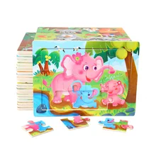 

15*10cm Kids Toy Wooden Puzzle Wooden 3D Jigsaw Puzzle Kids Baby Cartoon Animal Traffic Jigsaw Puzzle Toys
