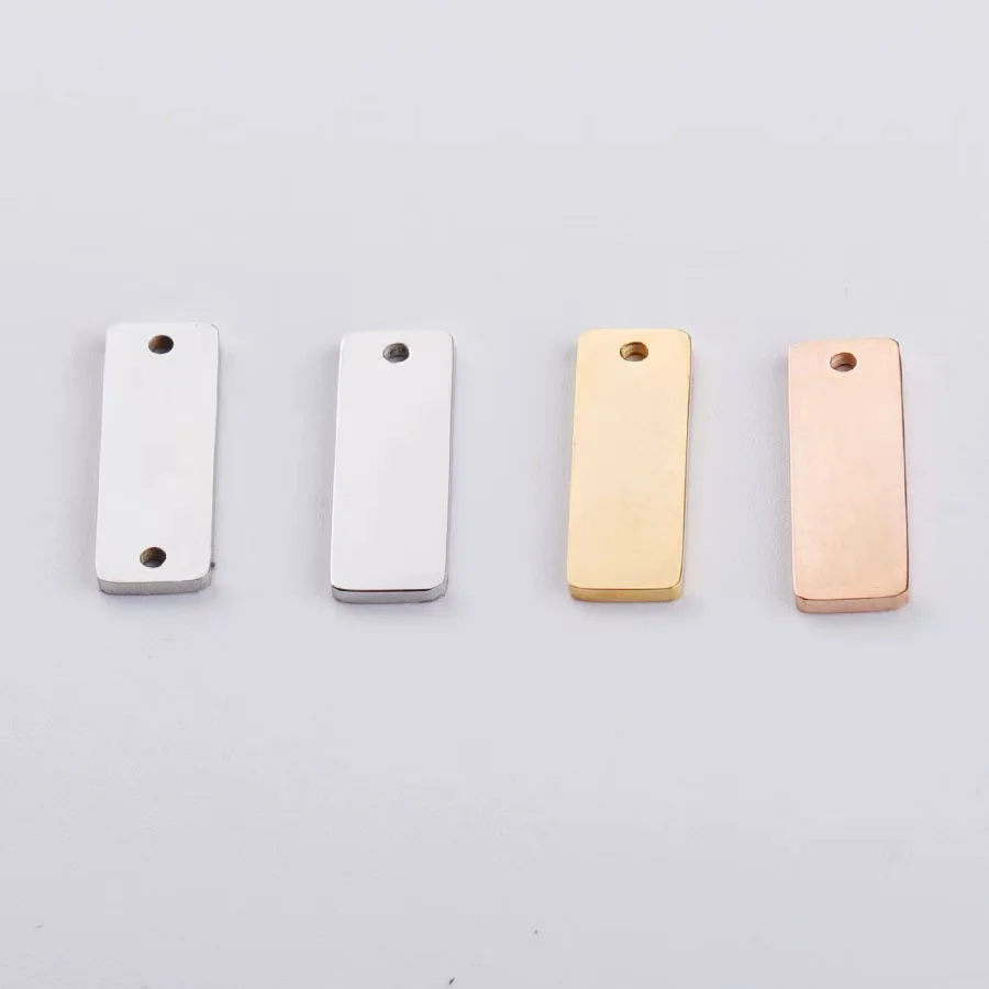 

Rectangle Charms Tags Engrave Logo Connector Charms Mirror Polished Stainless Steel DIY Jewelry 6x18mm 20piece/lot