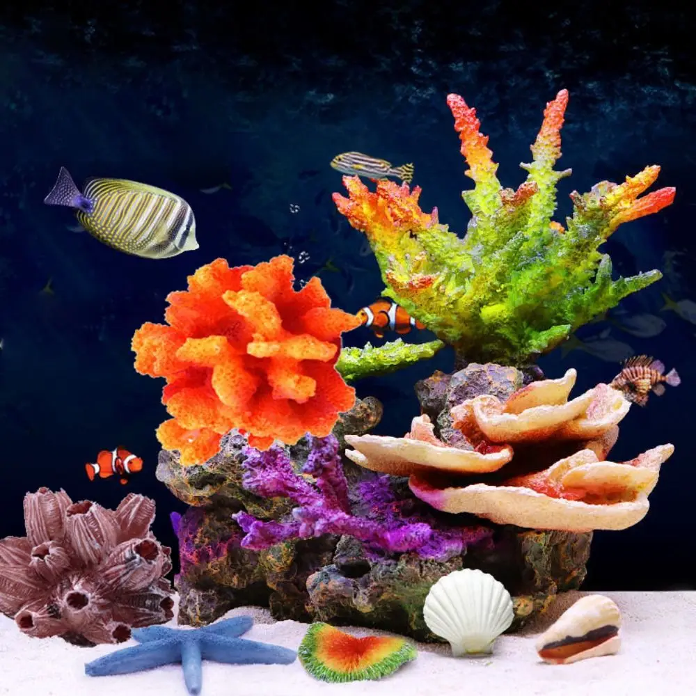 Lifelike Underwater Coral Reef Aquarium Ornament