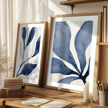 Quadro su Tela con Calligrafia e Vegetazione Acquatica, Poster Artistico per Soggiorno e Corridoio, Decorazione Moderna per la Casa, Regalo per le Feste