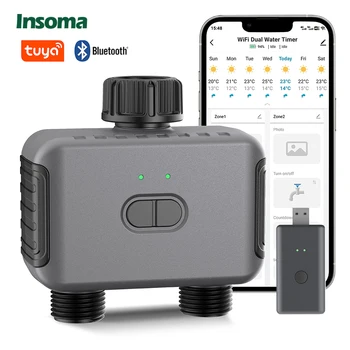 Insoma Automatic Water Timer with Gateway Dual Hose Garden Irrigation Watering System Remote Sprinkler Programmer support Alexa 1