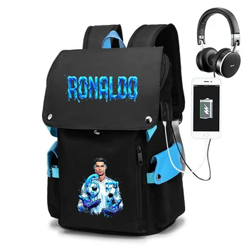 Cr7 Ronaldo 67 Print Student Backpack Large Capacity School Bag for Kids Teens Casual Daypack 1