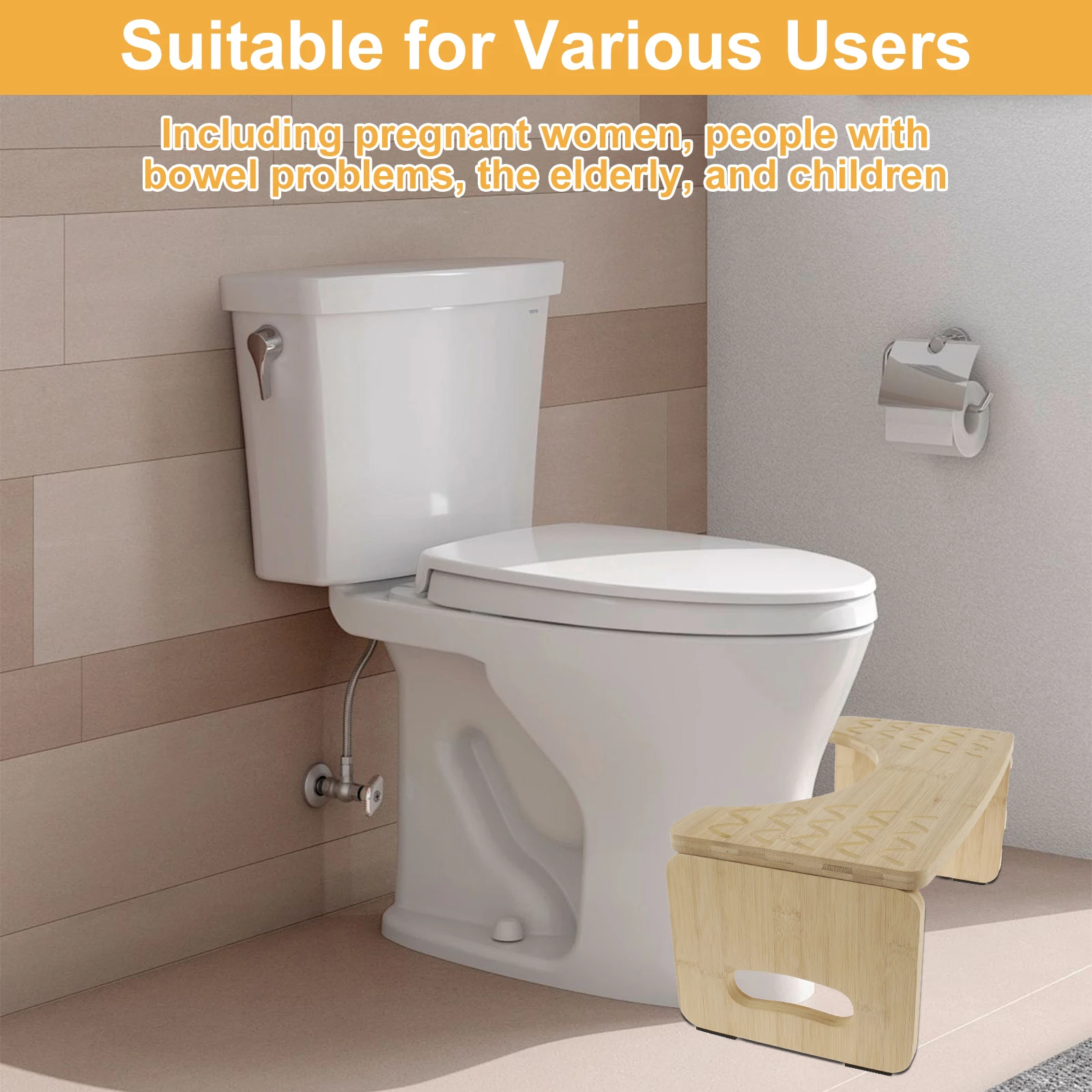 Toilet Footstool Bamboo Foldable Nonslip Bathroom Squat Stool Poop Potty Washroom Squatting Leg Raiser