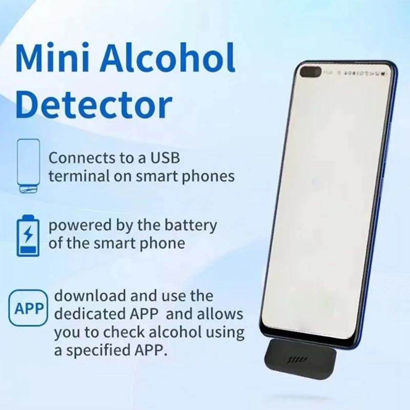 Blowing Breathing Tester Portable Alcohol Tester Mini Alcohol Detector With Intelligent Interaction Only 7.5G