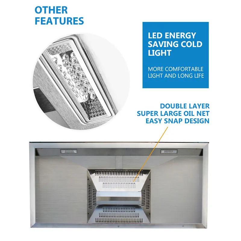Stainless Steel Exhaust Hood Range Hoods 1.25m High Power Stainless Steel Large Suction Mute Earthen Stove