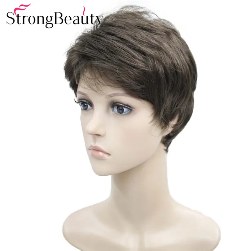 StrongBeauty Short Straight Wigs Synthetic Women/Men Wig Heat Resistant Hair