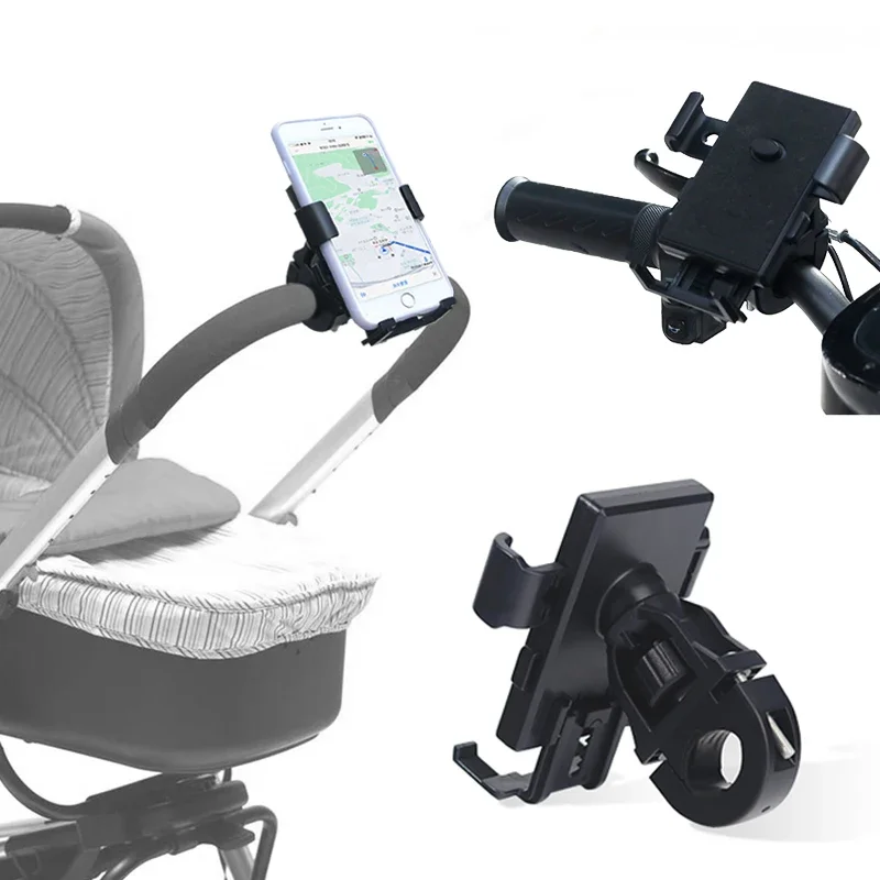 Stroller Accessories Baby Stroller Cell Phone Holder 360 Degree Rotate Universal Clamp Pram Wheelchair Accessory Mount Bracket Bicycle Phone Stander