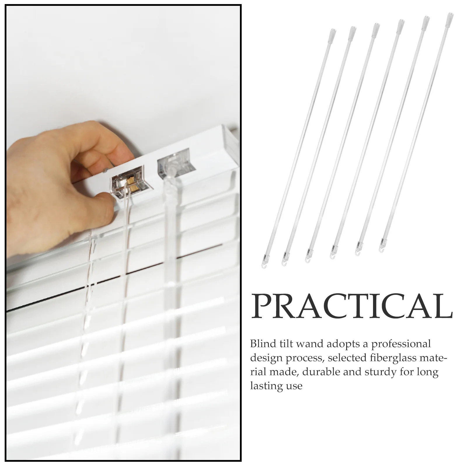 6 Pcs Venetian Blind Rod Window Tilt Wand Curtain Acrylic Replacement Hook