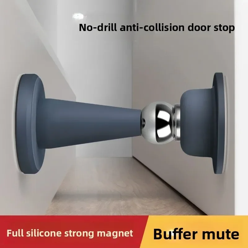 No-drill door stopper for room bedroom door fixed wall protection thumbnail 5