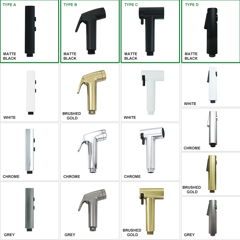 Wall Mounted Black Toilet Cleaning Bidet ABS Spray Gun Sprayer Set Anal Cleaning Washing Machine Bathroom Shower Nozzle