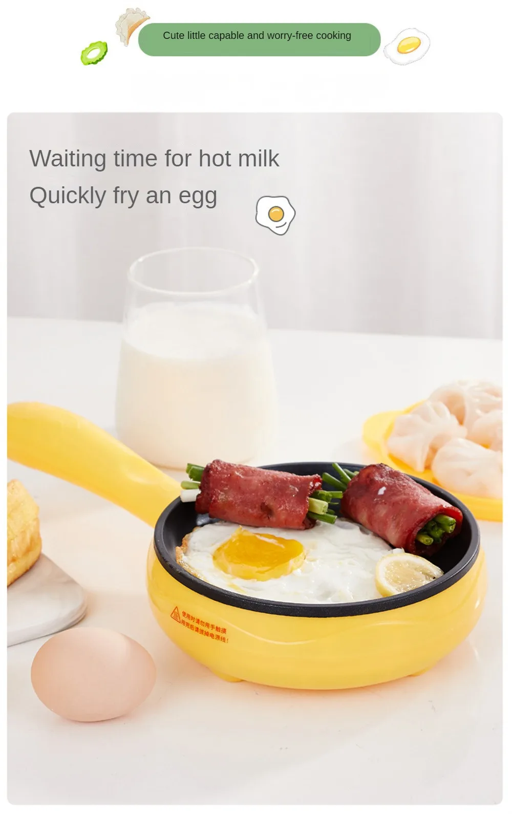 Description Picture 5 of itemMultifunction Household Mini Egg Omelette Pancakes Electric Fried Steak Frying Pan Non-Stick Boiled Eggs Boiler Steamer Tools