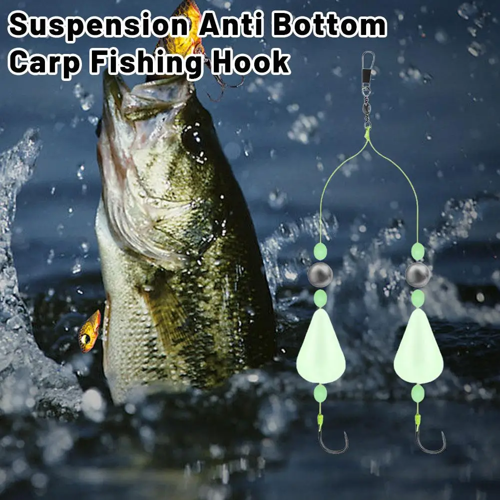 Doppelhaken-Angelvorrichtungen mit Nachtlicht-Design, Doppelte Auftriebskraft & Reverse Bottom Ready Made Pesca Karpfen-Rigs Angelköder – Detail 14