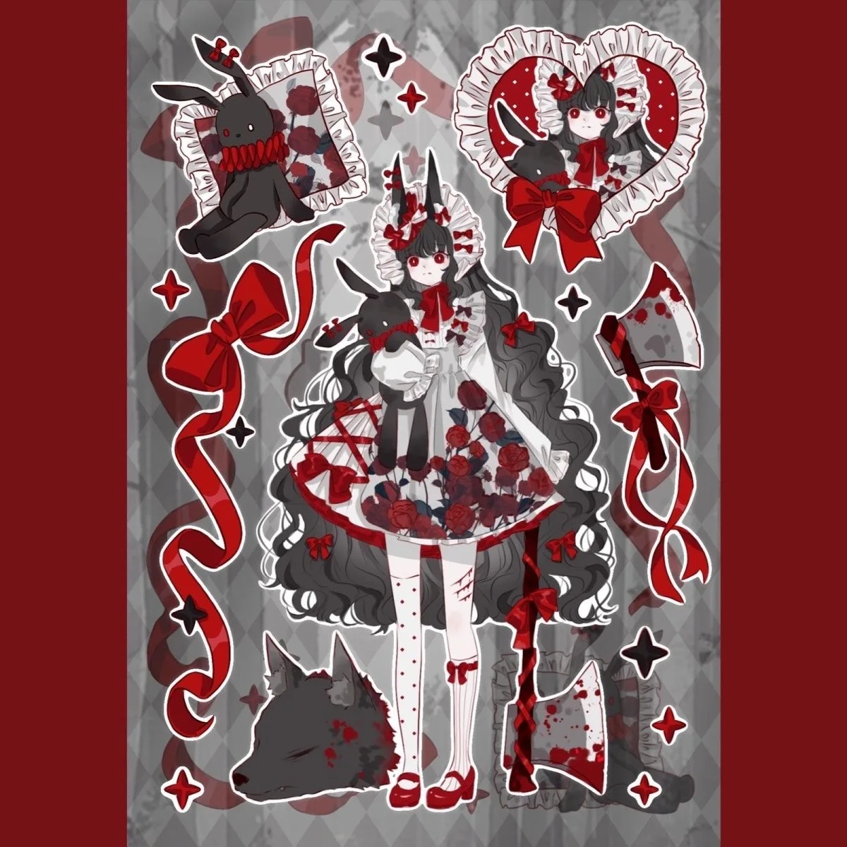 

Черно-красная наклейка для девушек