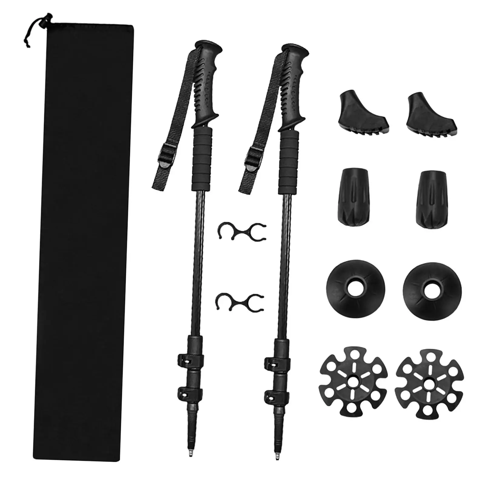 

2 Pieces Hiking Trekking Poles Rod Telescoping Aluminum Alloy Lock Cane for
