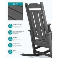 Rocking Chair Set of 2,All Weather Patio Rocking Chairs,Poly Rocking Chair for Adults, Heavy Duty Front Porch Rocker 2