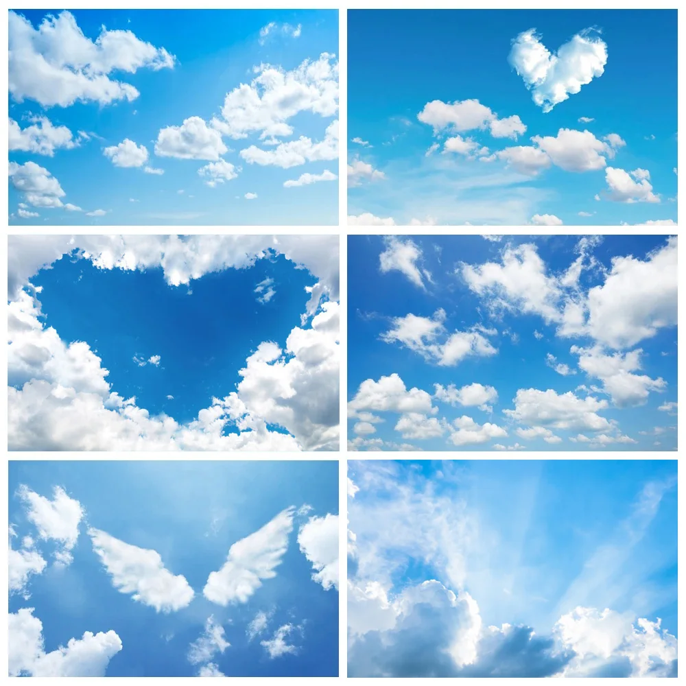 Natürlicher Blauer Himmel Geburtstag Junggesellenabschied Party Hintergrund Dekorationen Zubehör Hochzeitsdekoration Junge oder Mädchen Banner Deko Hintergrund