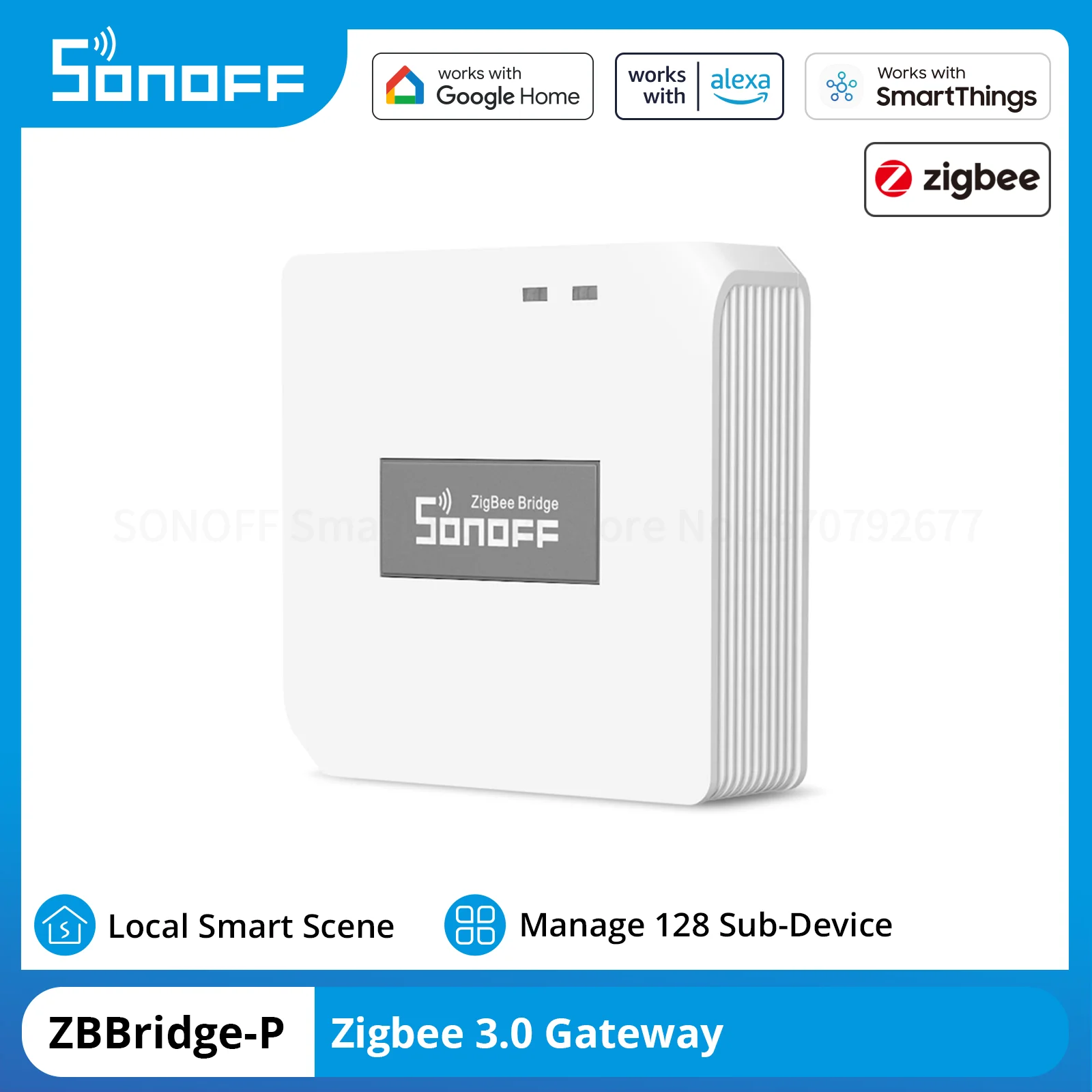 Sonoff-zbbridge-p Dual-protocol Smart Home Gateway Zigbee 3.0 Local Smart Scene Funciona com Alexa Google Home Smartthings Ewelink