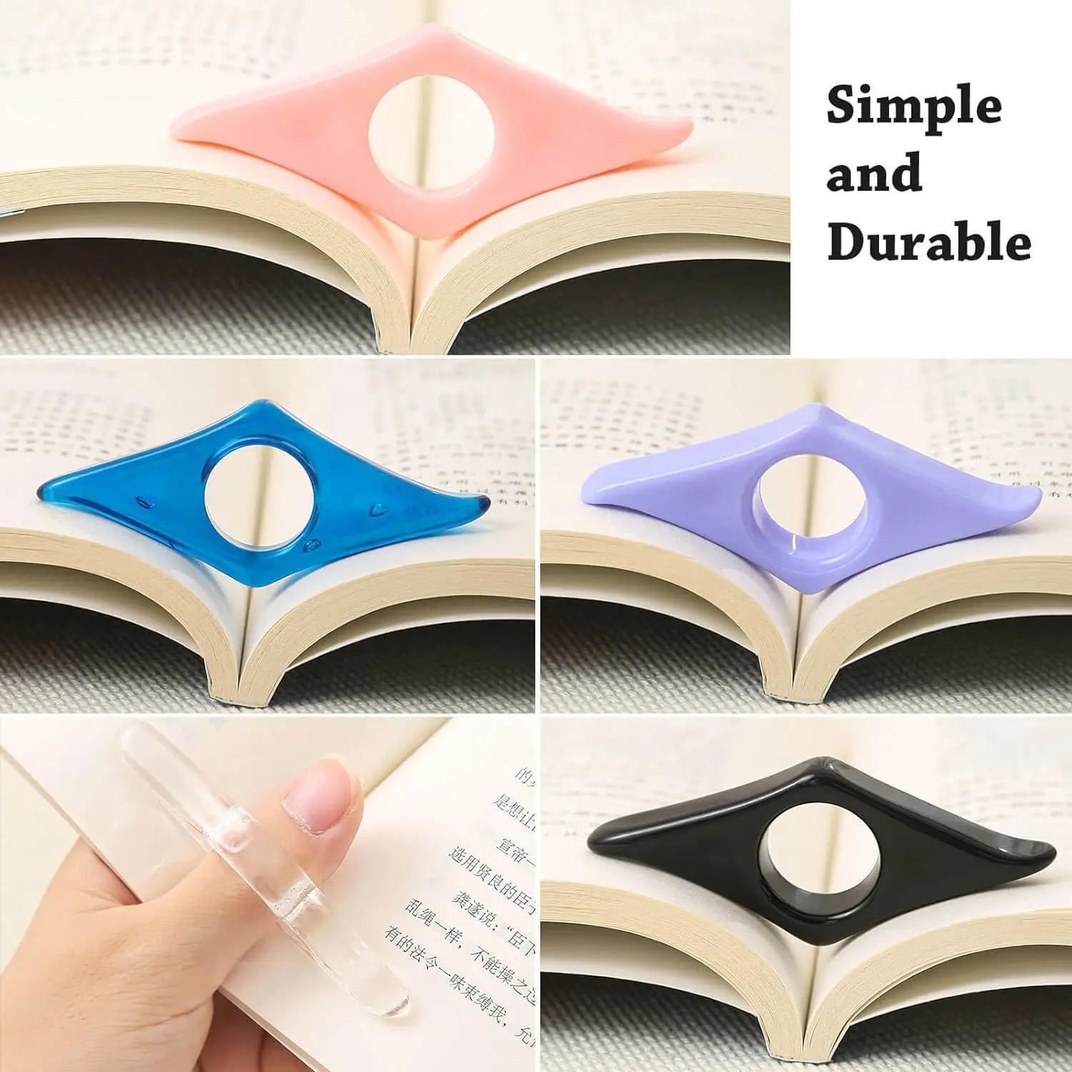 Bookmark Page Holder Silicone Book Page Holder BetterJonny Book Page Holder for Reading 5 Pcs Cute Acrylic Thumb Book Holder Thumb Ring Accessories for Read