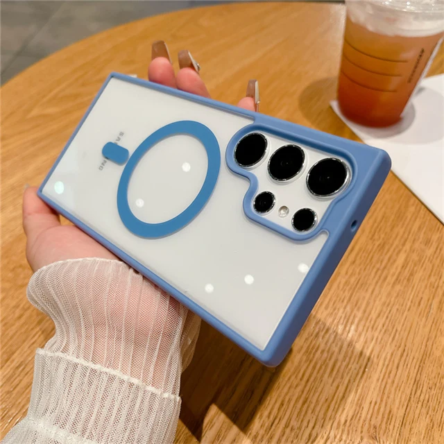 Luxury Magnetic Matte Frame Transparent Phone Case Cover