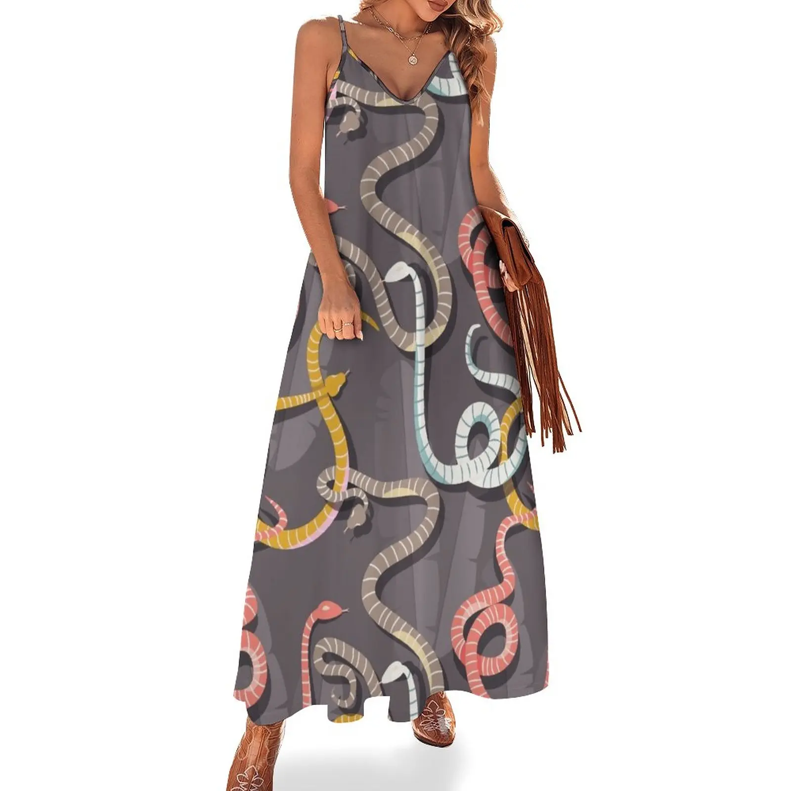 

Snake pattern 005 Sleeveless Dress evening dress women luxury woman evening dress party dresses woman