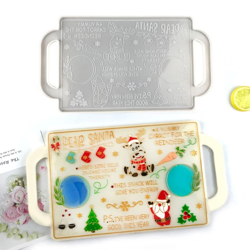 Christmas Tray Epoxy Resin Mold Xmas Fruit Serving Plate Silicone Mould