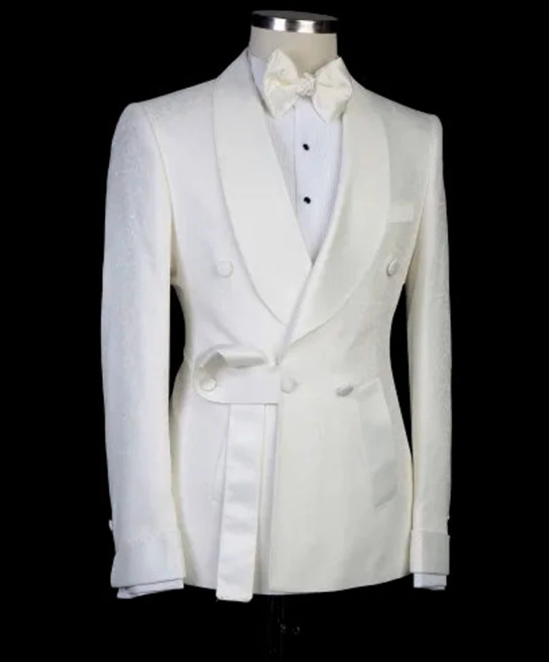 Italian Floral Double Breasted Suits for Men Wedding Groom Tuxedo 2 Piece Shawl Lapel Blazer with Pants Formal Costume