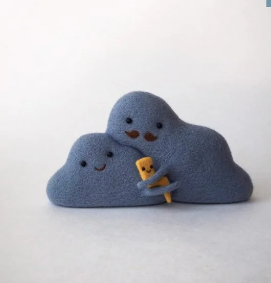 Weather brooch, raindrops, lightning wool needlepoint kit wool felt needle felting decoration craft needlecraft DIY handmade