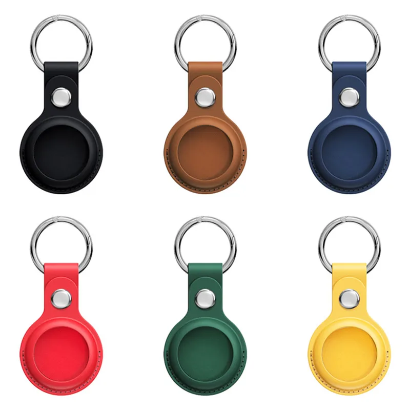For Apple Airtags Case Leather Keychain Protective For Airtag Tracker Locator Device Anti-lost airtag air tag Case llavero