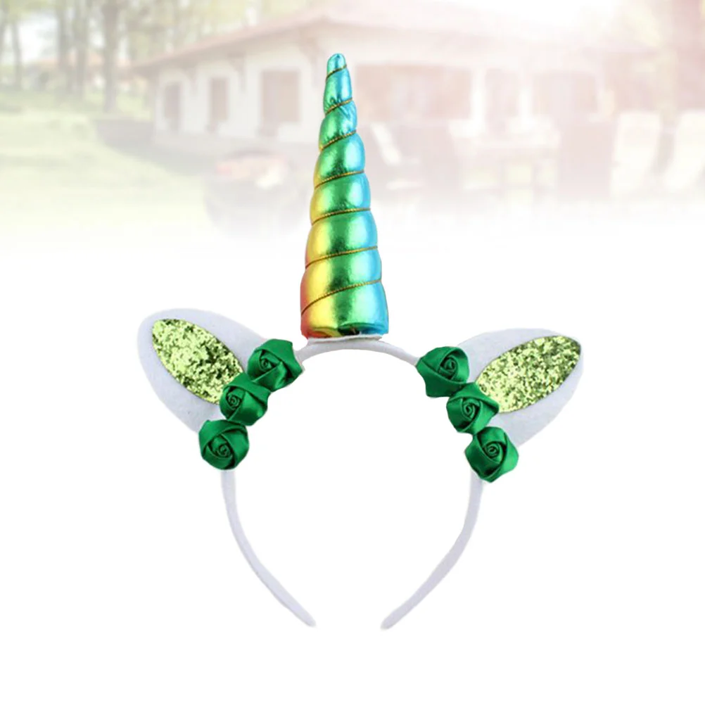 

St Patrick's Day Unicorn Hair Bands Rose Hair Hoops Delicate Headdress Hair Accessories Party Favors Supplies for Festival