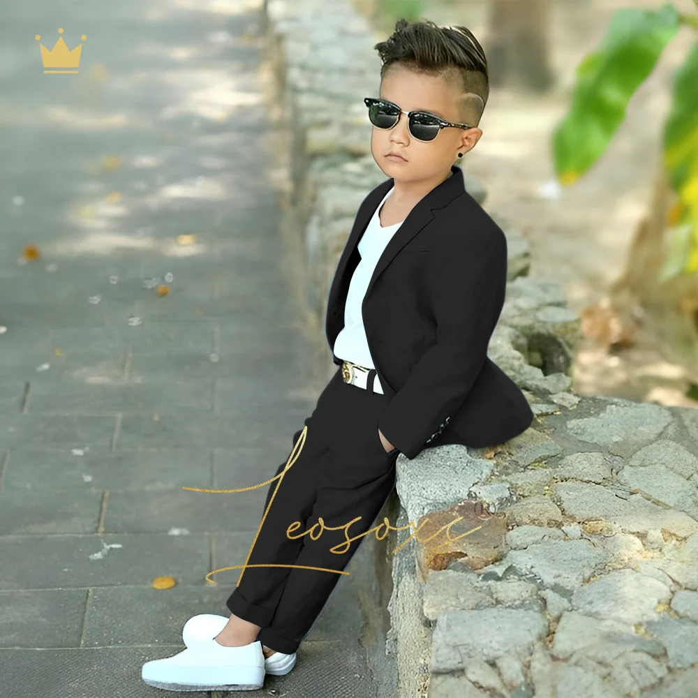Boys casual everyday suit 2 piece set, stylish classic elegant comfortable formal suit (jacket + trousers)