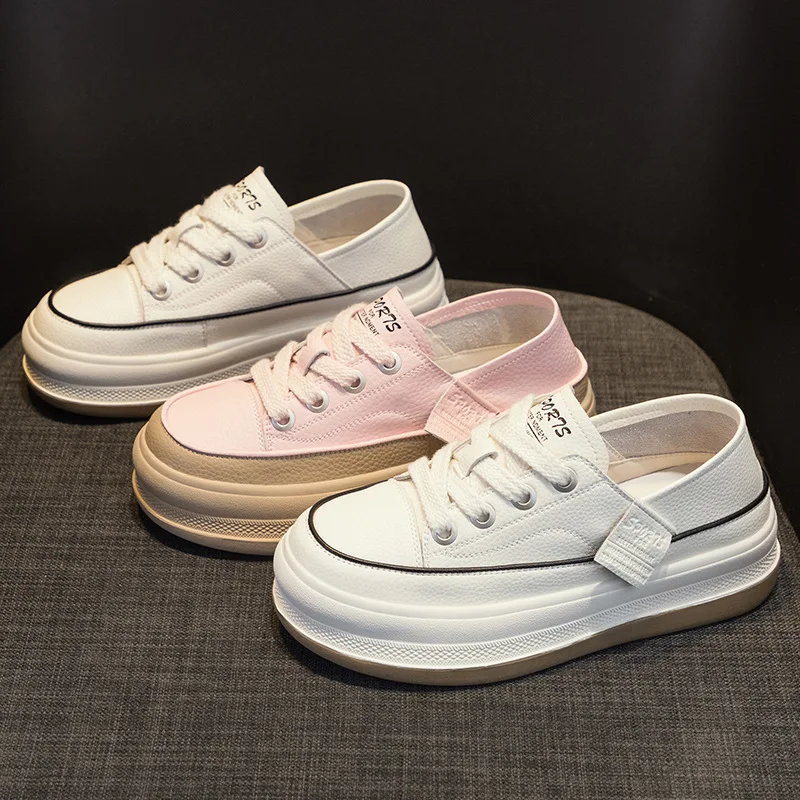 

Criss Lace Up Women's Vulcanize Shoes Thick-soled Zapatillas De Mujer 2024 Spring Sneakers Women Fashion Ins Zapatos Mujer