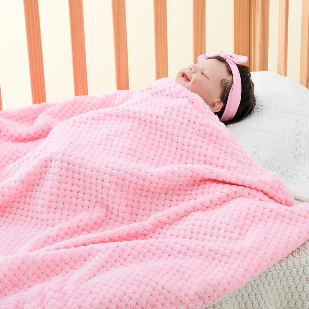 Baby Blanket 70*100cm Thickened Solid Color Flannel Pineapple Plaid Swaddle Children Sofa Throw