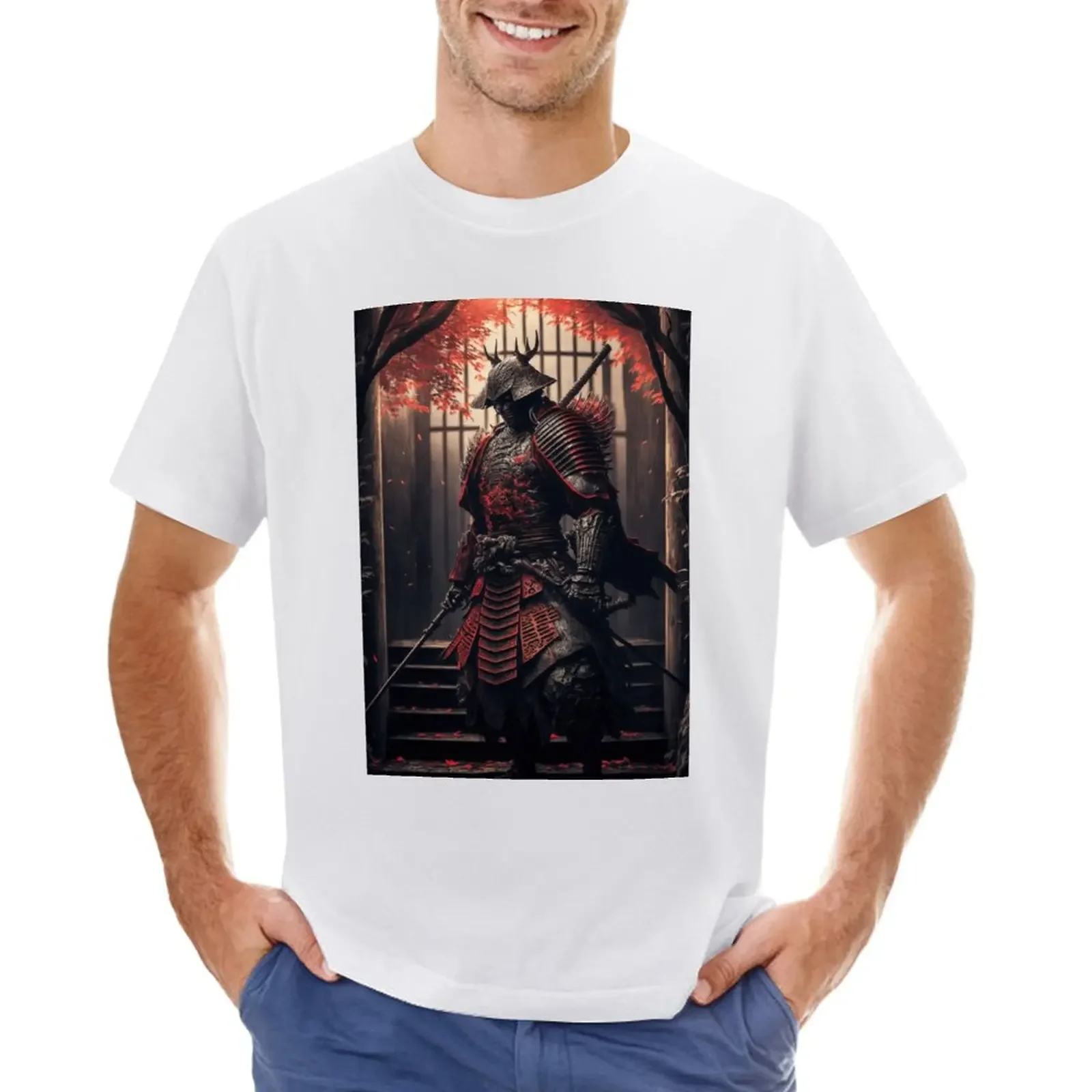 T-Shirt Samurai Corazzata Top Ragazzi Animal Print Ragazzi Bianchi Abbigliamento Uomo