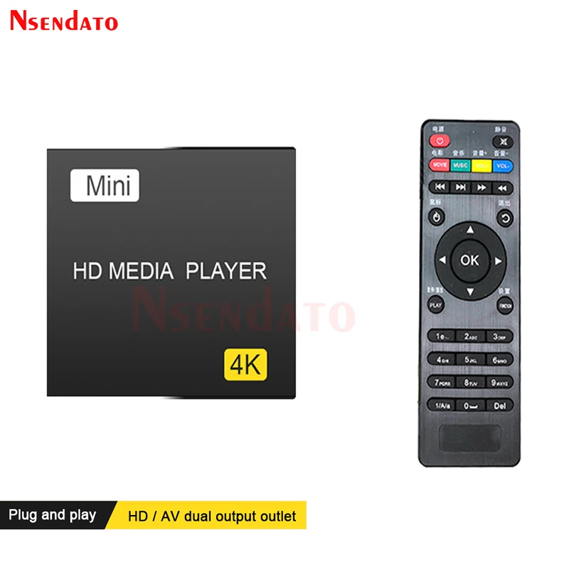4K Full HD Media Multimedia Player For SD USB HDMI-Compatible AV Auto play Support 4K H.265 Multi Function HD Video Media Player