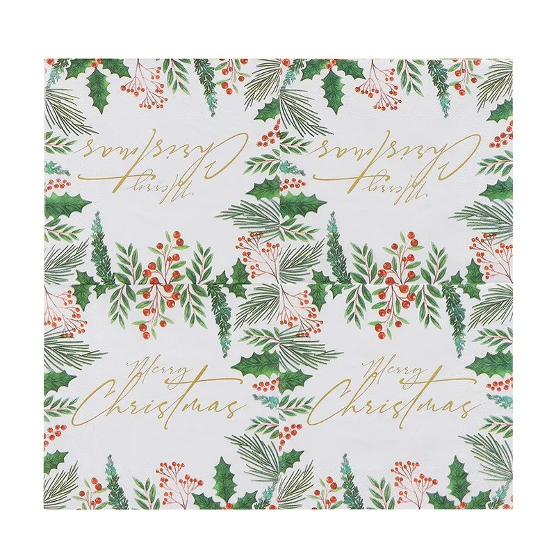 Description Picture 3 of item20Pcs/pack Christmas Series Printed Paper Disposable Table Dinner Napkin Tissues Xmas Party Decoration