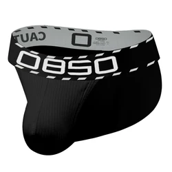 Men's Antibacterial Soft Cotton Breathable Stretch Briefs with U - Convex Pouch - M (T - BS3105 - BK)