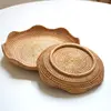 Handwoven Rattan Storage Basket Fruit Picnic Basket Cake Wicker Tray Food Bread Plate Snack Box Sundries Container Kitchen Decor 3
